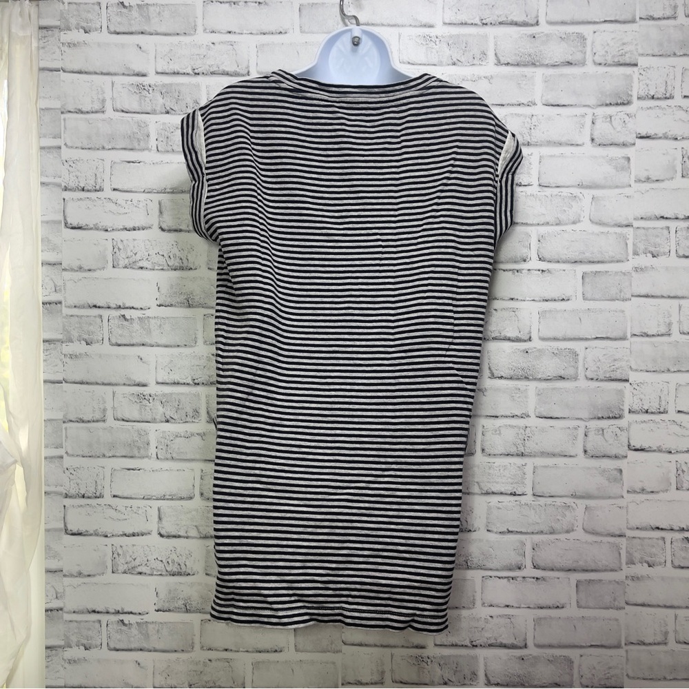 ATHLETA Ease Up Gray Black Striped 2 Square Pocket Tunic Dress Small Petite - Picture 2 of 9